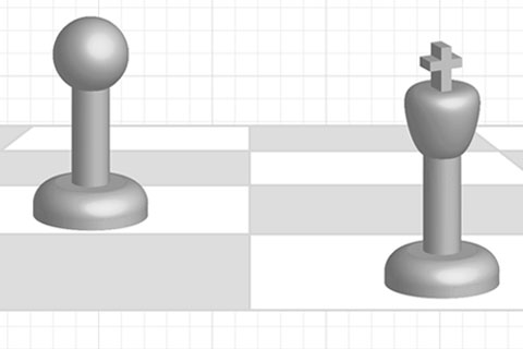 3D шахматная доска, король и пешка   Изучите 3D-инструменты Illustrator, инструмент Live Paint Bucket и указатели пути, а также узнайте, как создать сетку и показать базовую перспективу