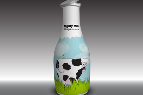 Создайте молочную бутылку с забавным ярлыком коровы   В этом уроке вы создадите 3D бутылку молока с милой коровьей этикеткой
